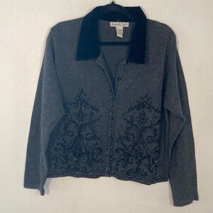 90s vintage Samantha Taylor beaded ramie cotton cardigan